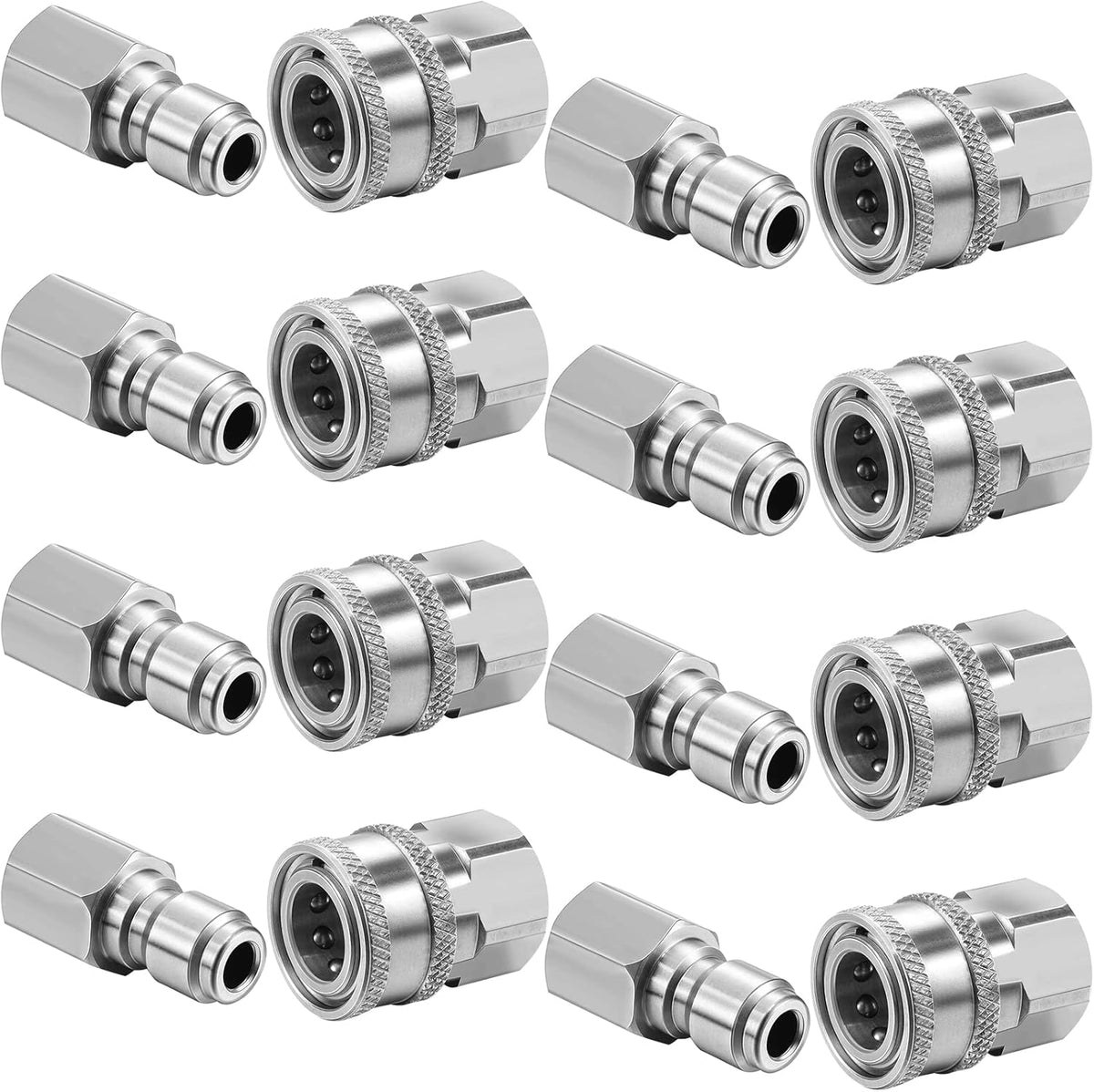 8 Sets NPT 3/8 Inch Stainless Steel Quick Hose Connector Fittings X582