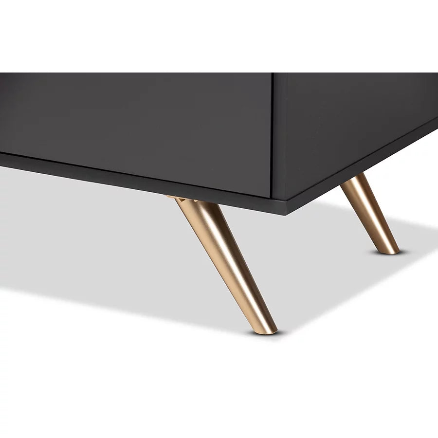 Dark Grey and Gold Finished Wood 5-Drawer Chest S496