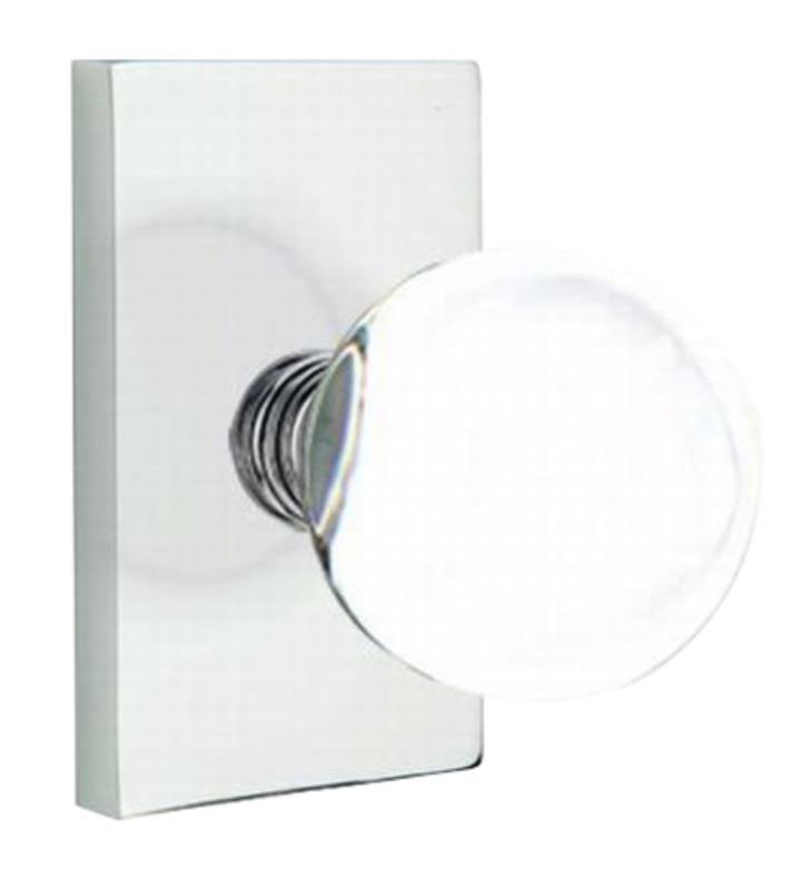Modern Square Crystal Knob with Rectangular Rose, Satin Nickel F5833