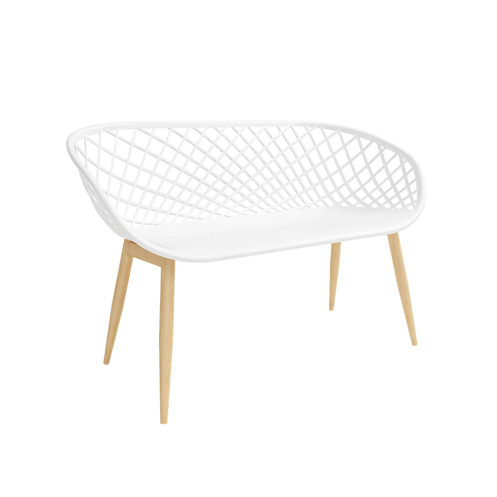 Kurv Bench White and Natural E1487