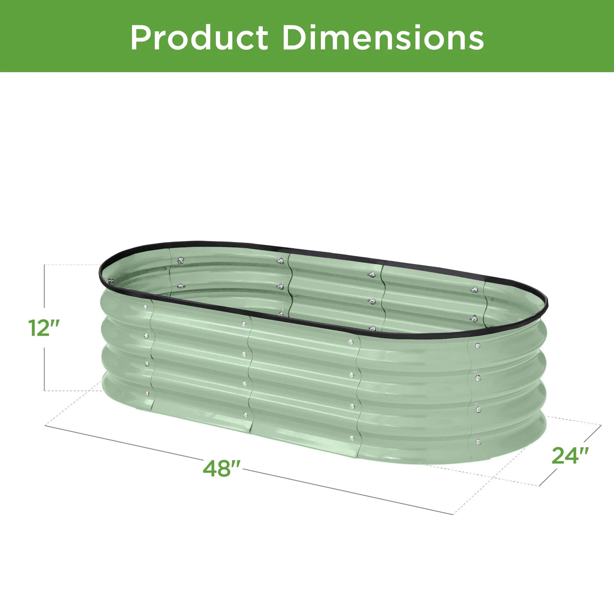 4x2x1ft Outdoor Raised Metal Oval Garden Bed K186822
