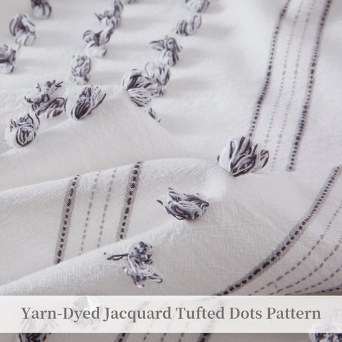 100% Cotton Queen Size 3Pcs Yarn-Dyed Tufted Dots Jacquard Duvet Cover Set S37515