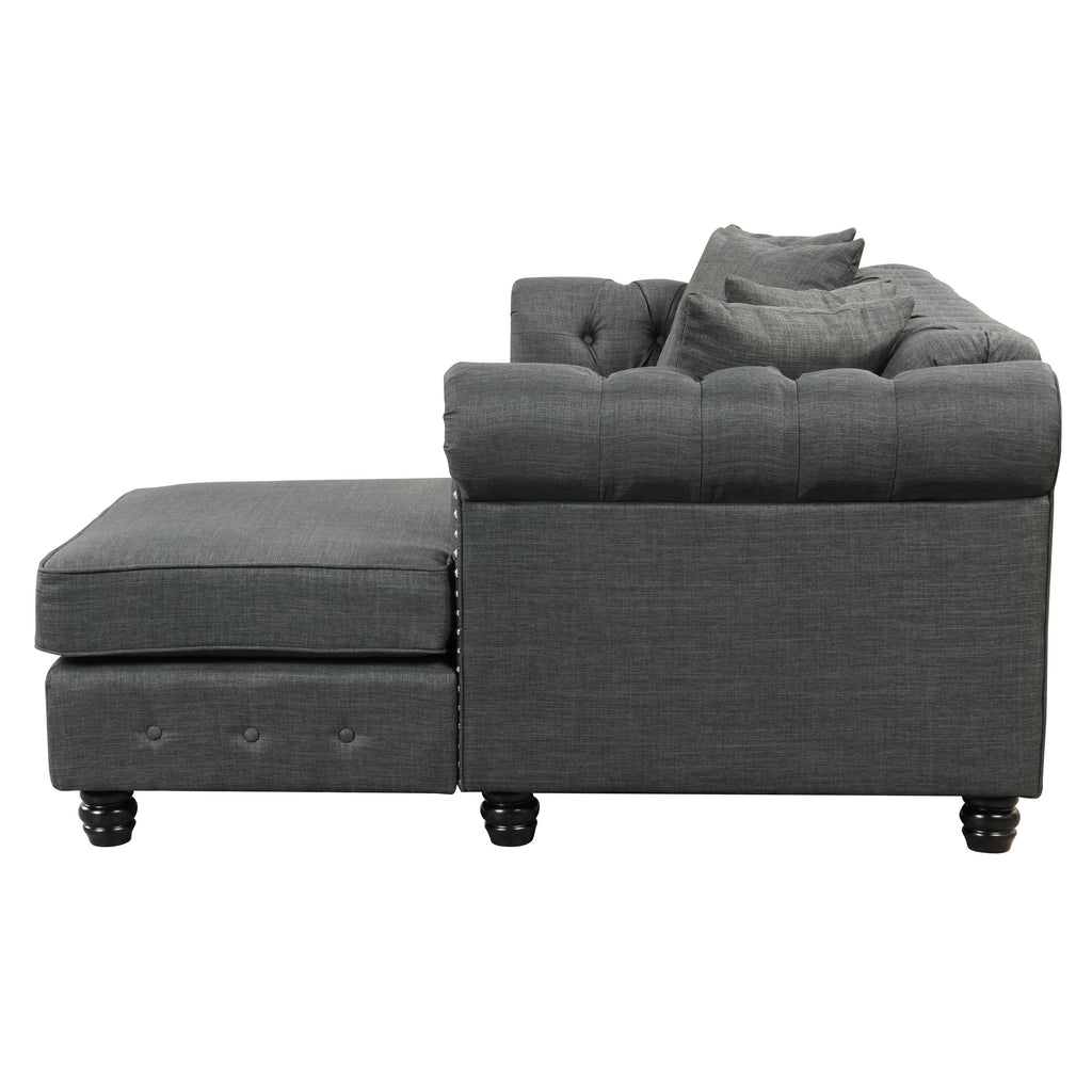 Grey Linen Chesterfield Sofa K255