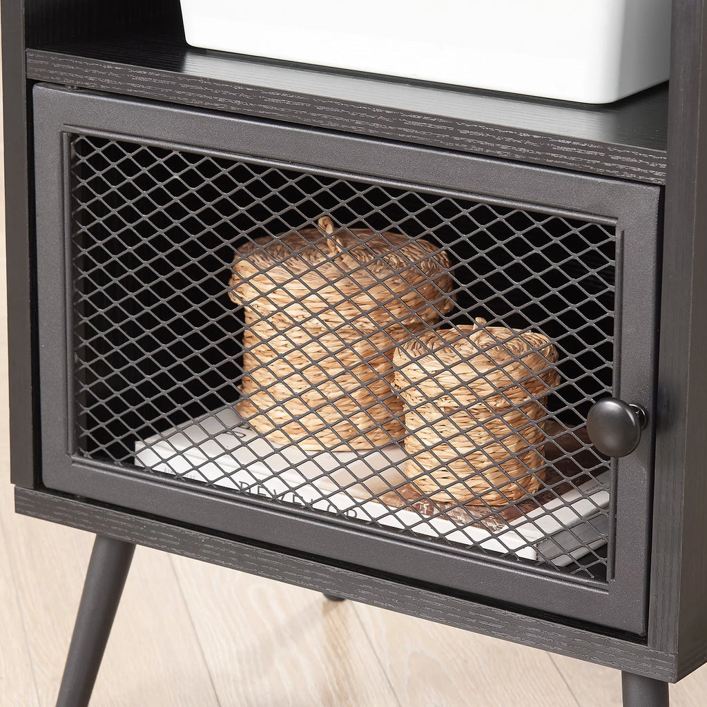 Set of 2 Black Nightstand with Storage Cabinet S843495