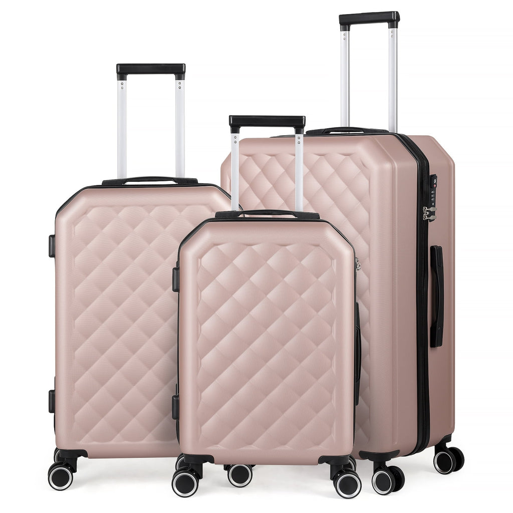Rose Gold 3 Piece Hardside Spinner Luggage Set F383630