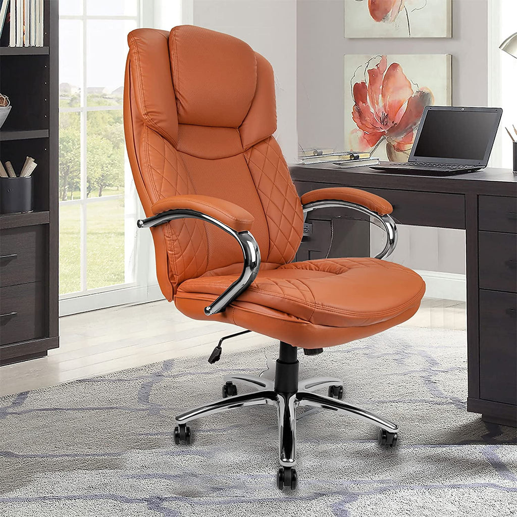 Camel Brown Big and Tall Executive Office Chair 400lbs Capacity PU Leather Y127