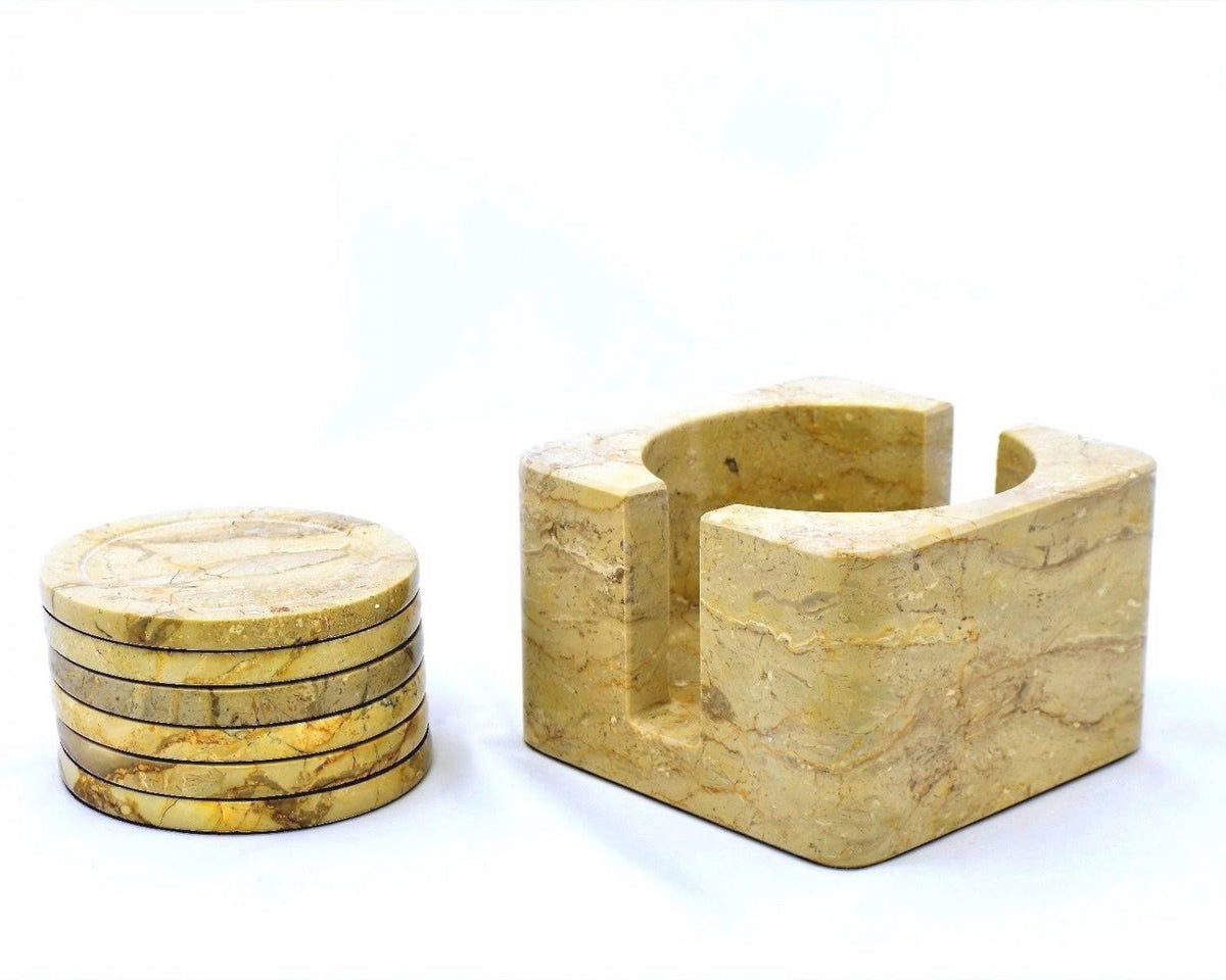 Sahara Beige Coasters with Square Holder (Set of 6) D49024