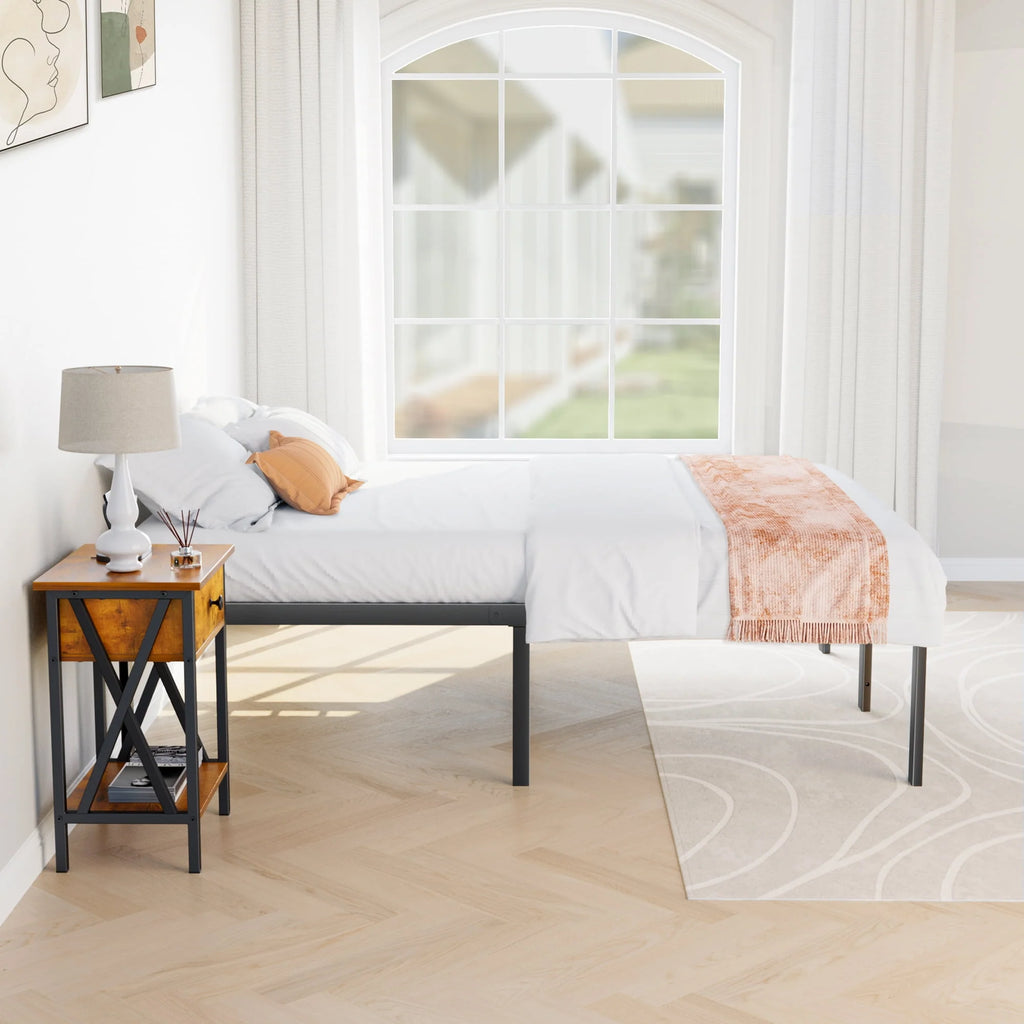 Full Size Heavy Duty Platform Bed Frame with Underbed Storage S3078