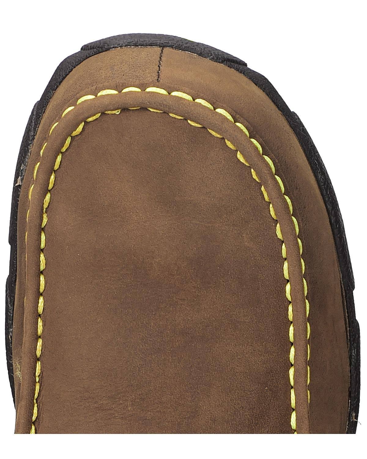Distressed Saddle/Neon Yellow Leather Driving Moc U73445
