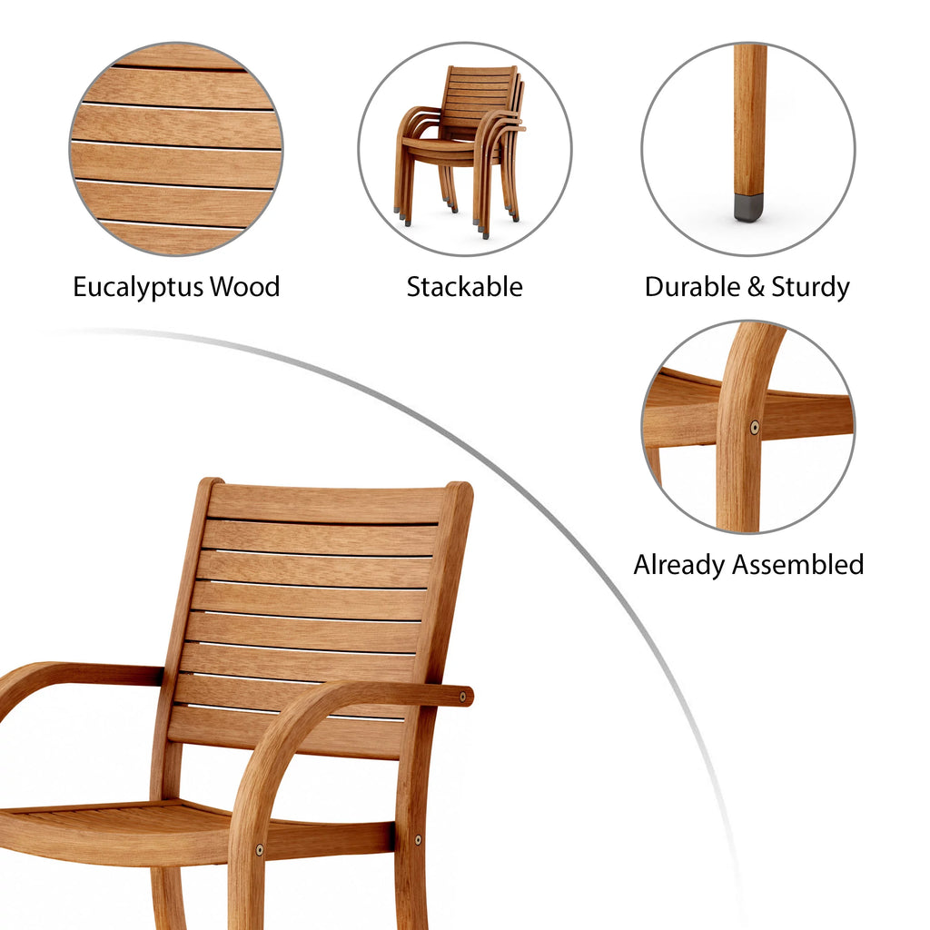 5-Piece Solid Wood Round Patio Dining Set Q7989