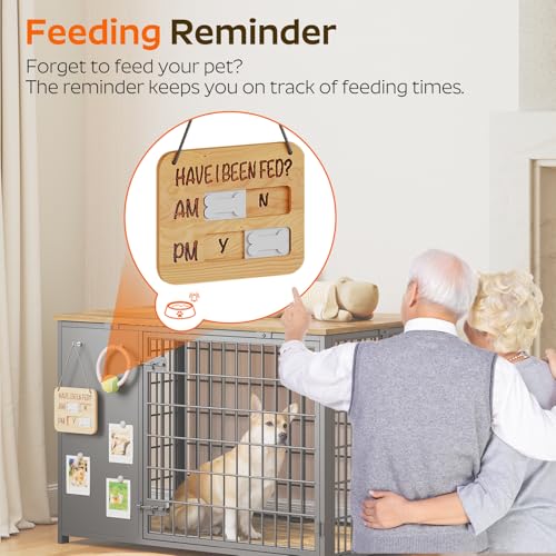 Foldable White and Walnut Wooden Dog Crate Furniture R5668