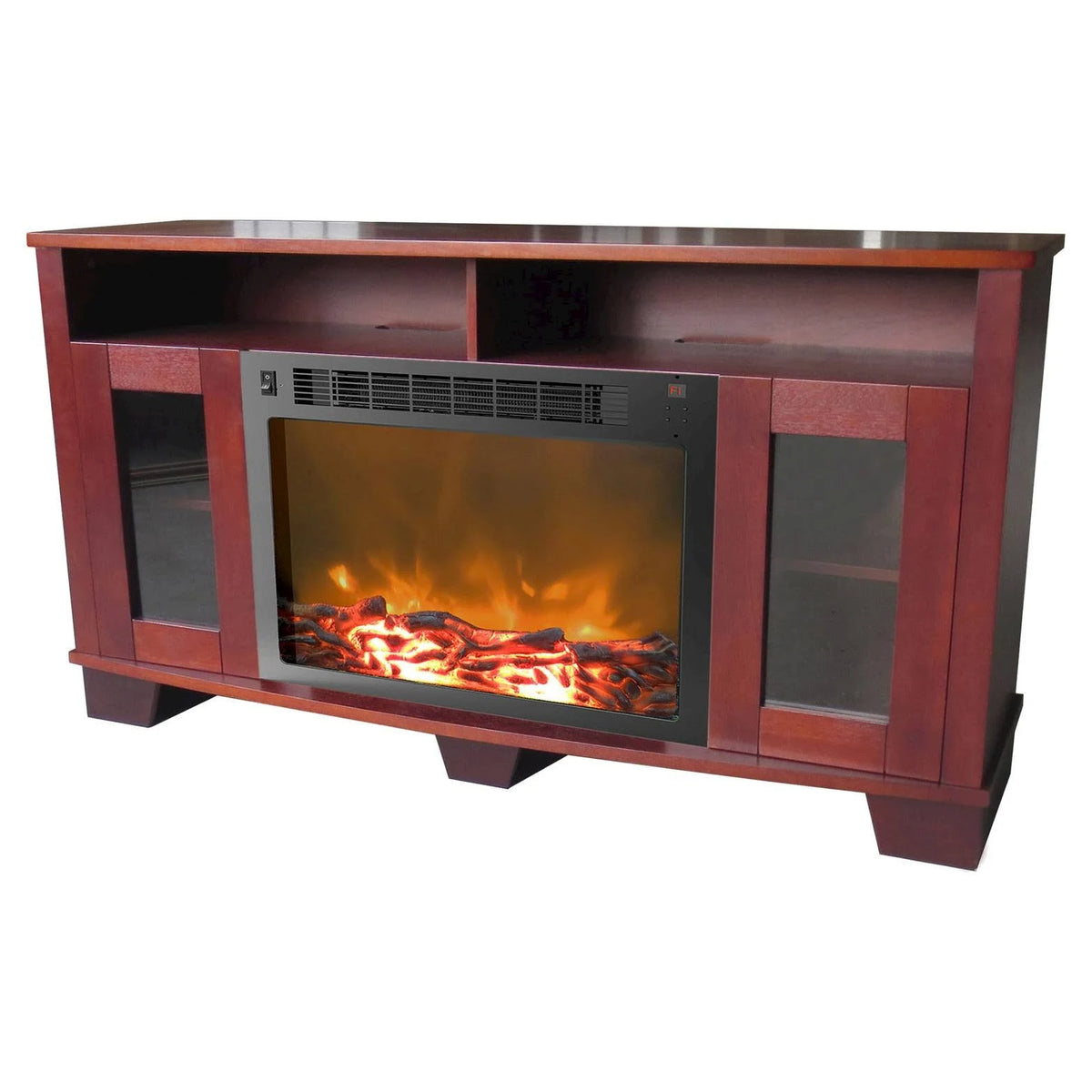 Mahogany Fireplace Mantel with Electronic Fireplace Insert L643