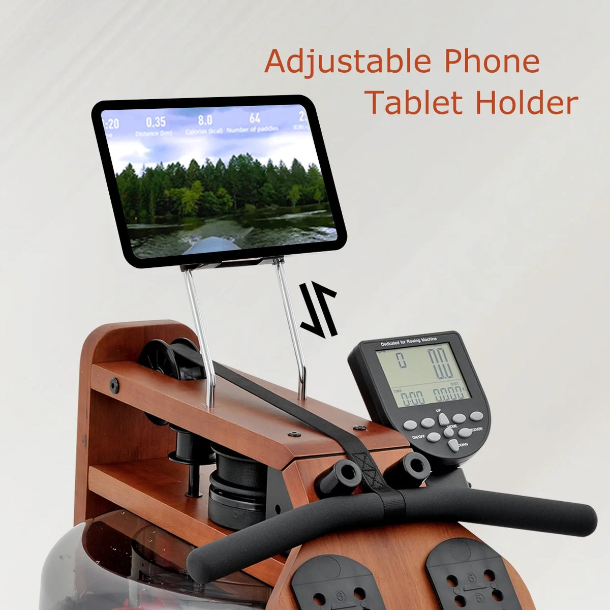 Solid Wood Water Rowing Machine with LCD Monitor A8783