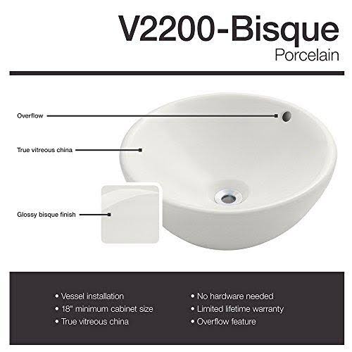 Vitreous China Circular Vessel Bathroom Sink with Faucet and Overflow M1149