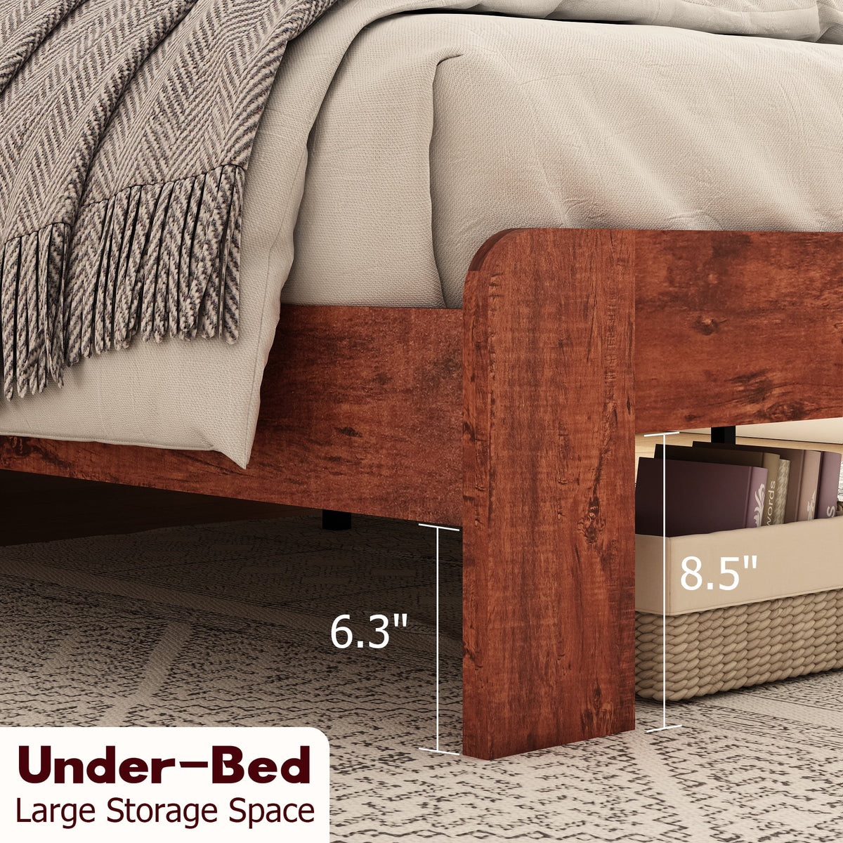 Queen Wood Platform Bed Frame with Headboard U757138