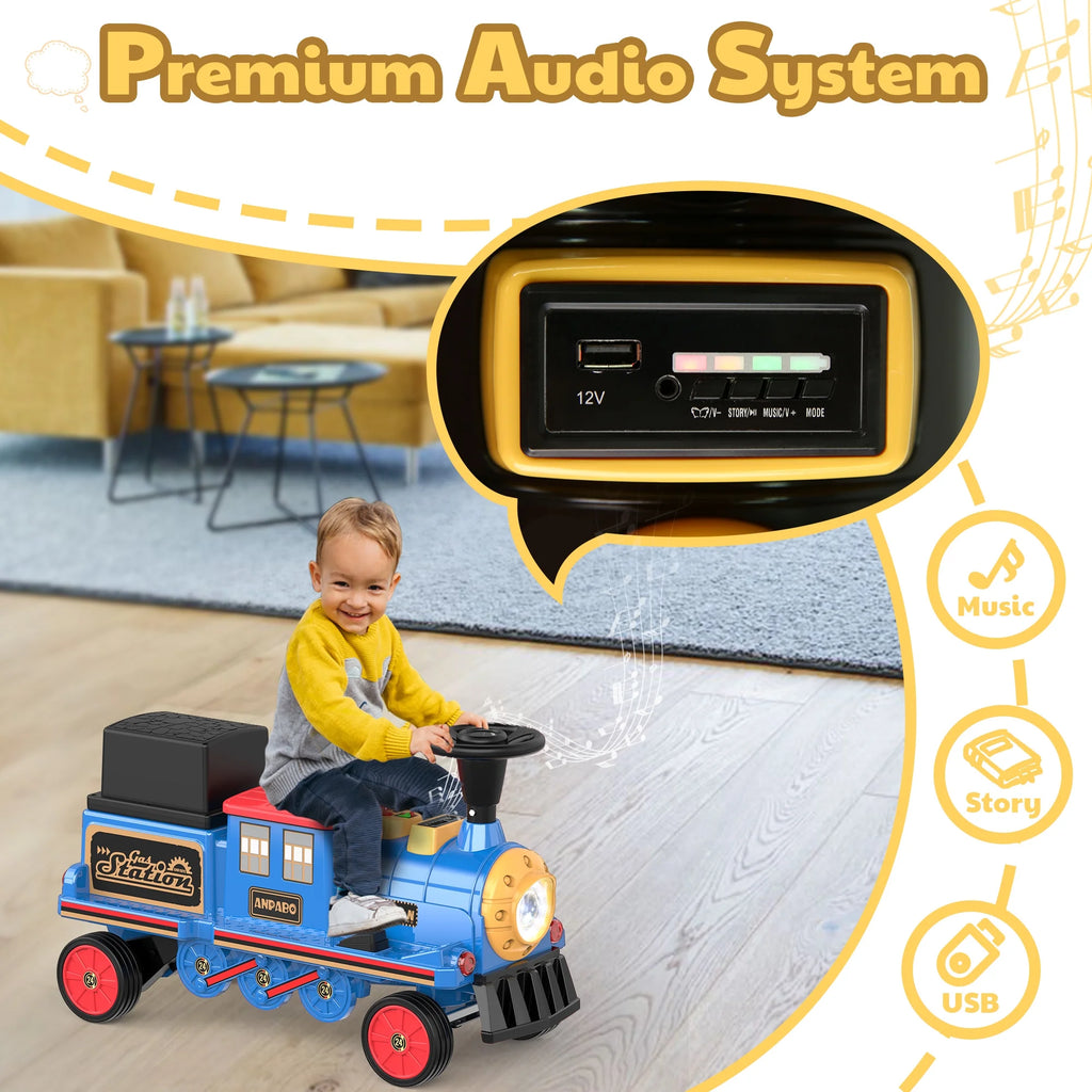 12 Volt 2 Seater Kids Ride on Train with Storage Box O9914