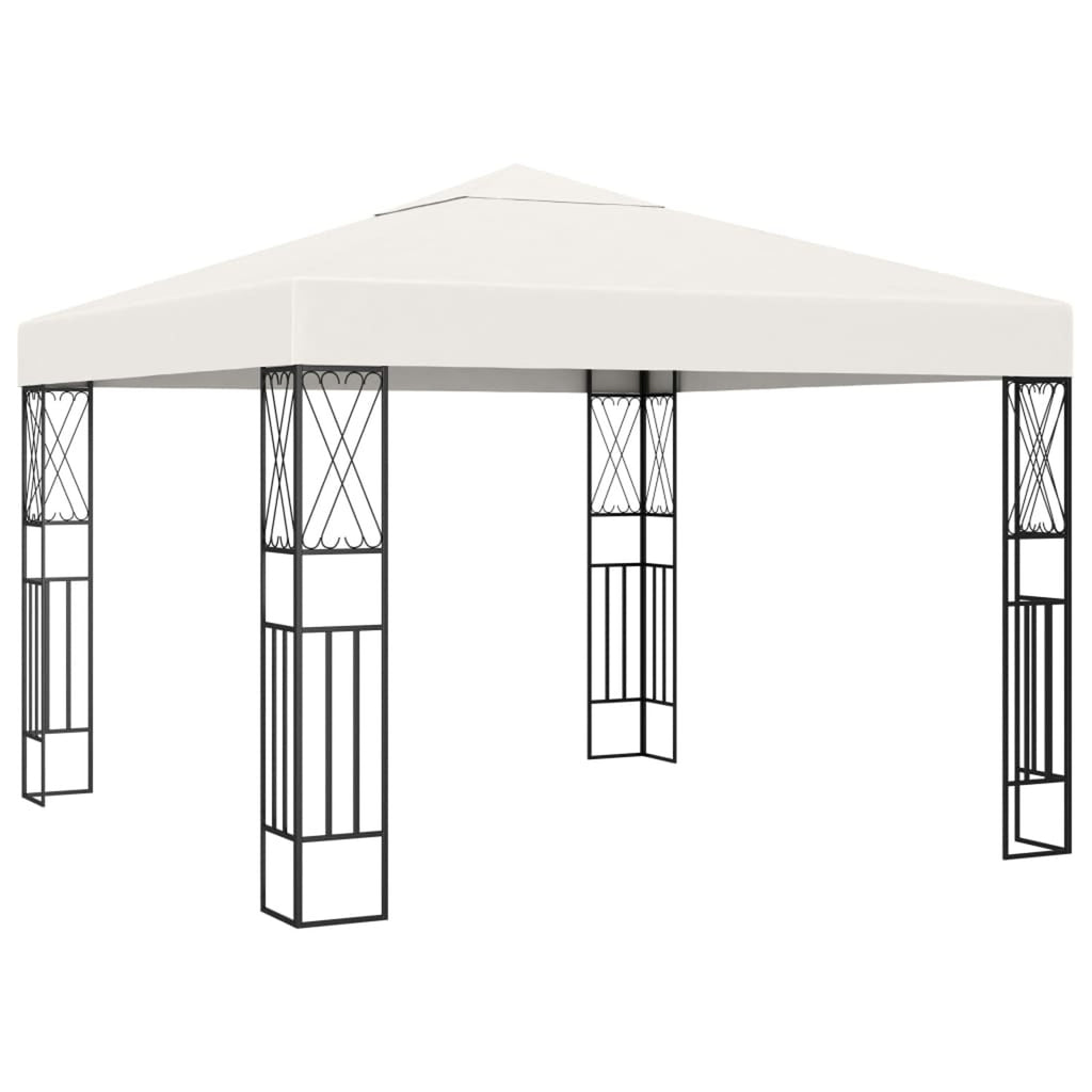 Cream Steel Frame Party Tent Canopy 9.8ft x 9.8ft x 8.5ft L590667