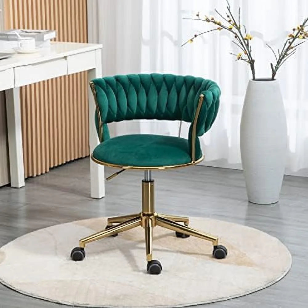 Velvet Swivel Office Chair with Gold Base Q805771