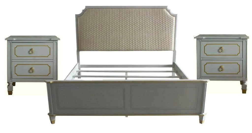 Beige Gray Eastern King 3pcs Bedroom Set I8792