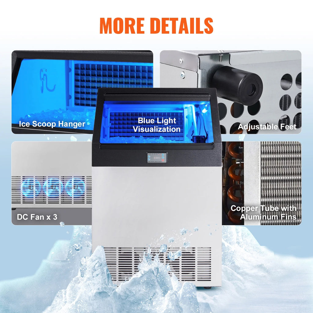 Commercial Ice Maker Freestanding Cabinet Machine 265lbs/24H Q8038