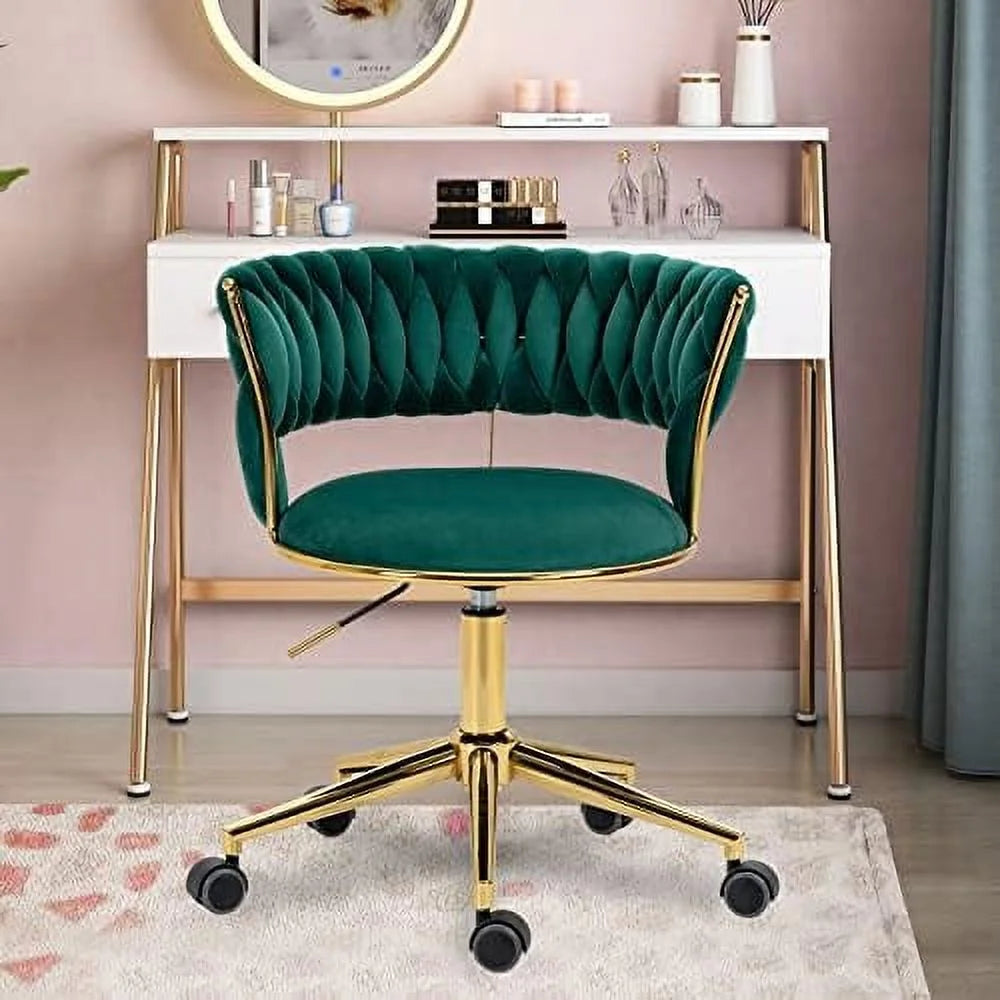 Velvet Swivel Office Chair with Gold Base Q805771