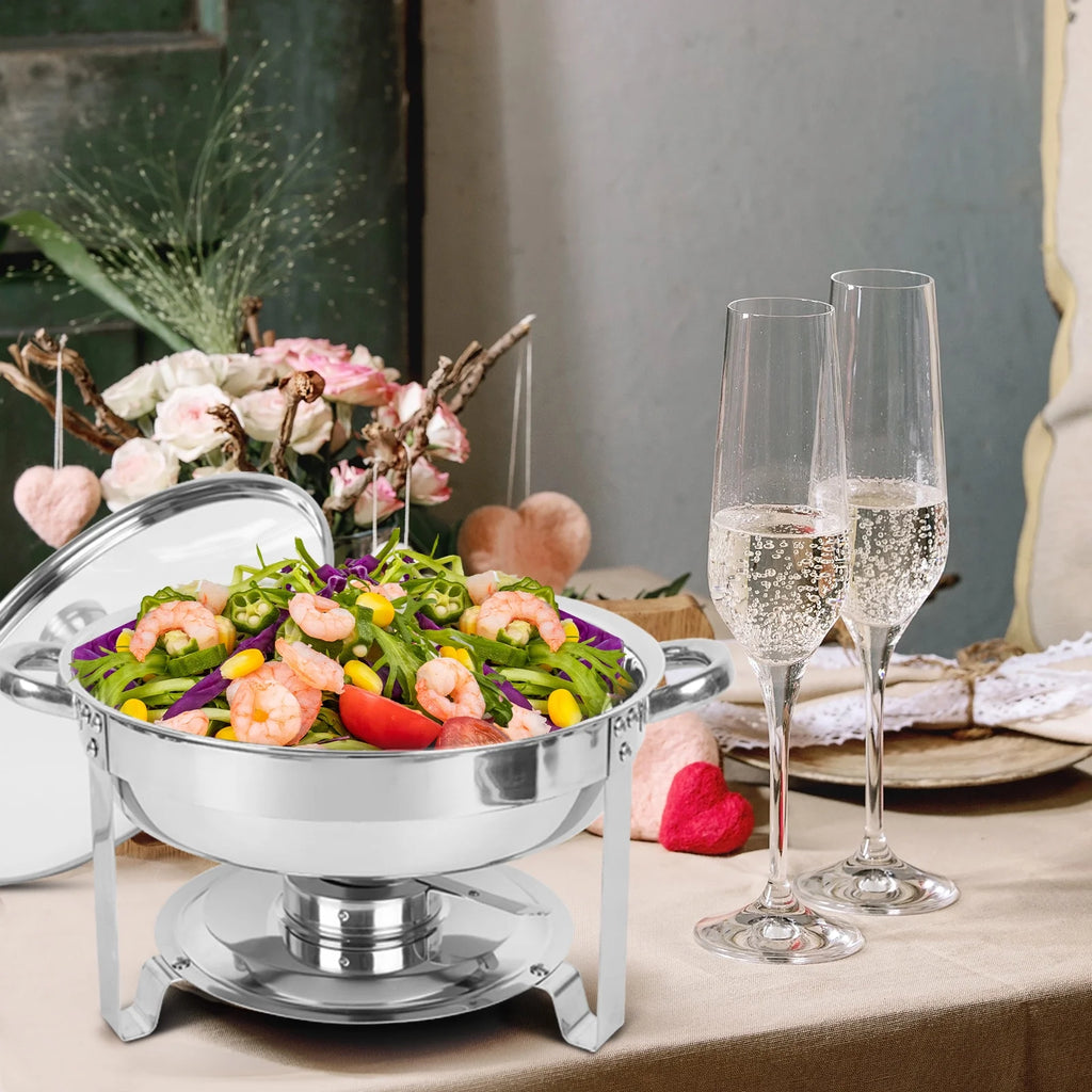 5Qt 4 Packs Stainless Steel Chafing Dish Set with Glass Lid E27190