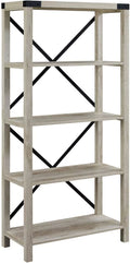 64 Inch Sable Grey Metal X-Back Bookshelf J7354