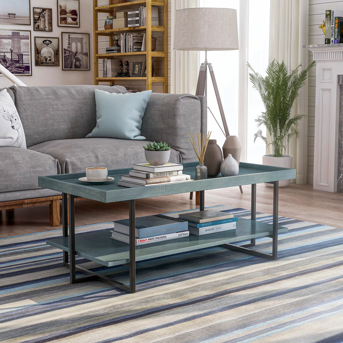 47-inch Metal 1-Shelf Coffee Table V659958