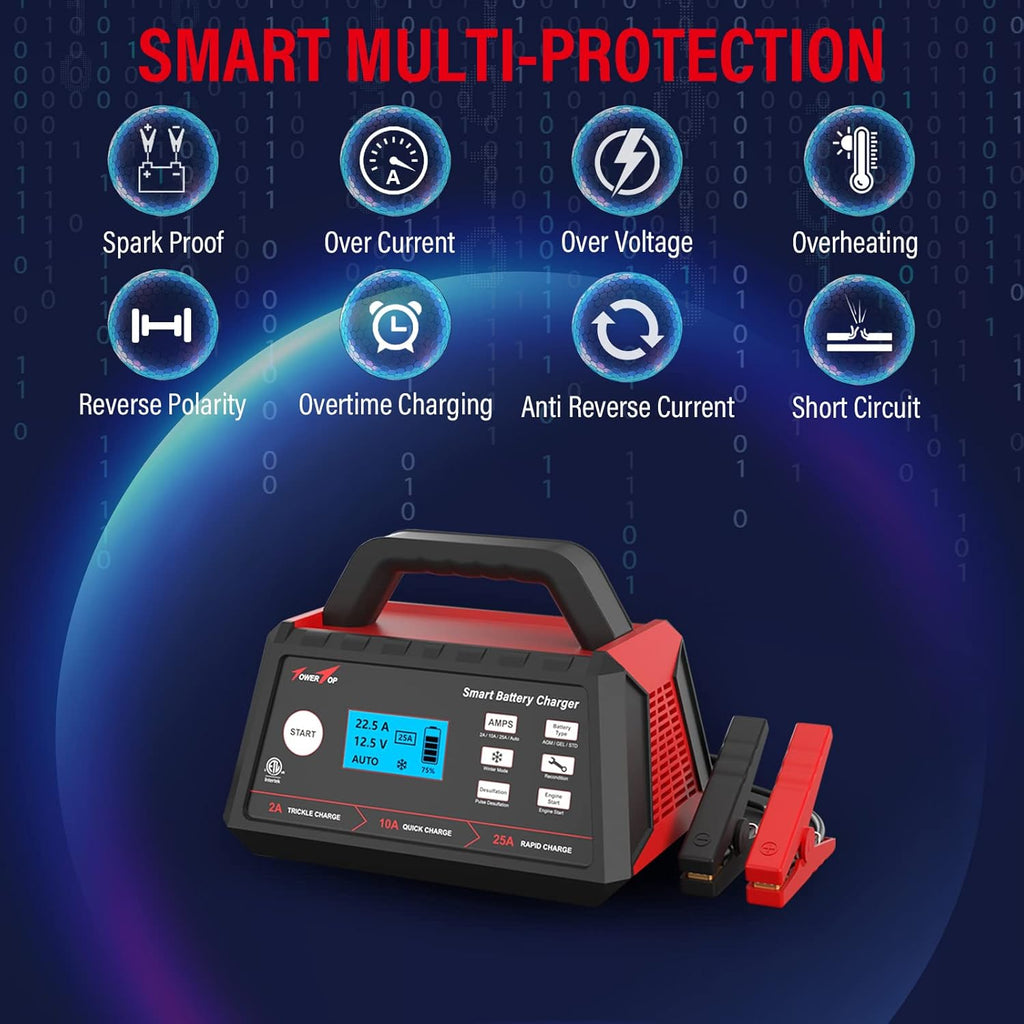 2/10/25Amp 12V Smart Battery Charger with Engine Start A7021