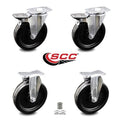 6 inch Swivel Top Plate Caster Set of 4 with Roller Bearings B72380