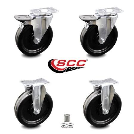6 inch Swivel Top Plate Caster Set of 4 with Roller Bearings B72380