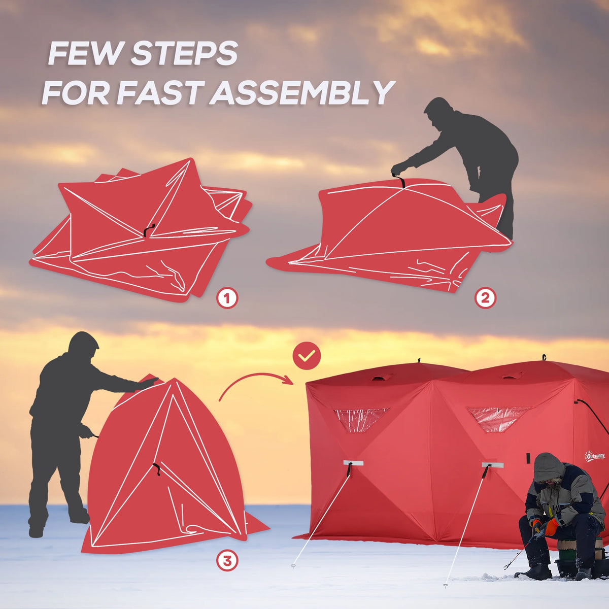 Red Pop-up Ice Fishing Tent R3093