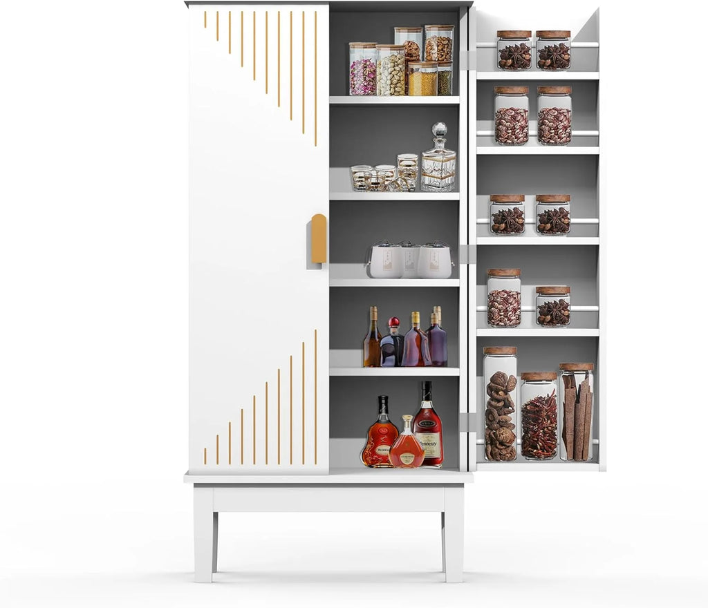 47.2” Kitchen Pantry Cabinet with Adjustable Shelves T7762