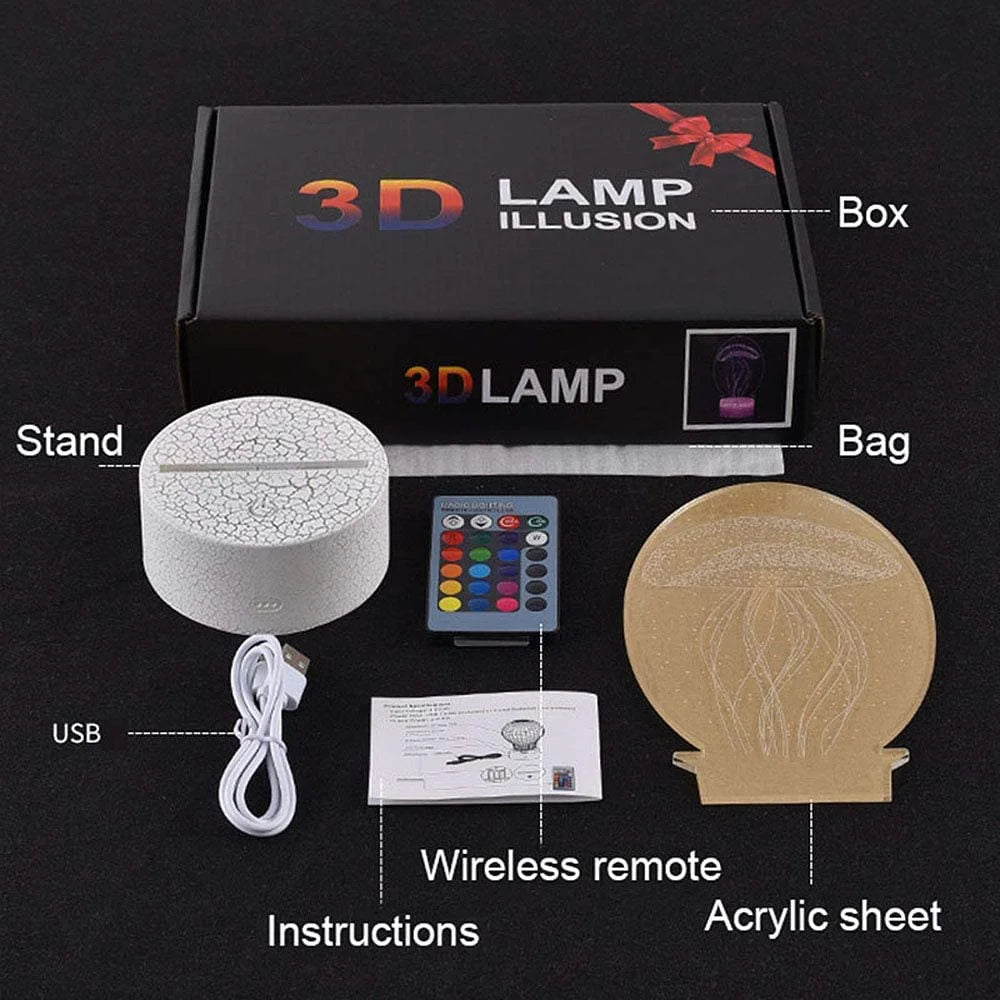 3D Illusion Night Light with Remote Control D5551