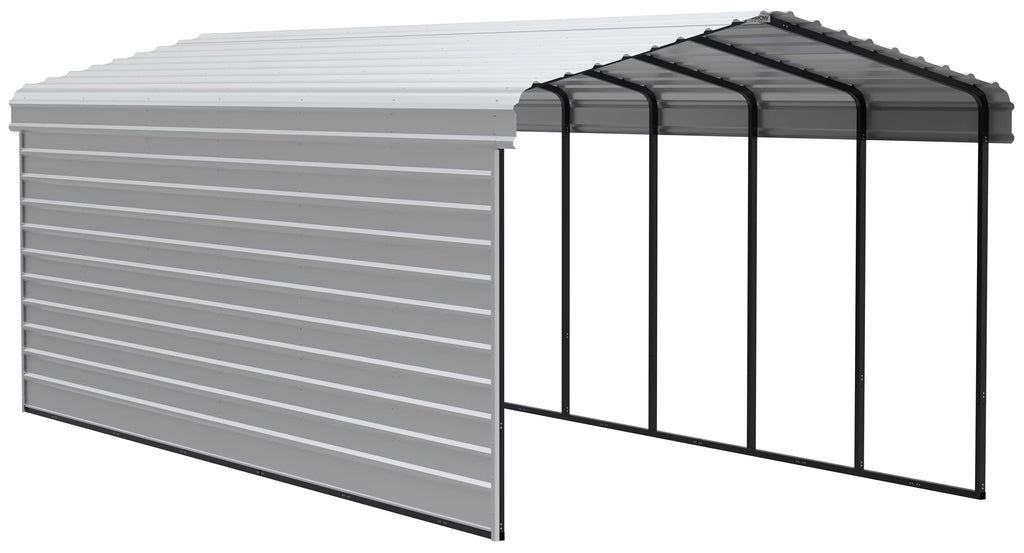Galvanized Steel Carport Kit with 1-Sided Enclosure I724
