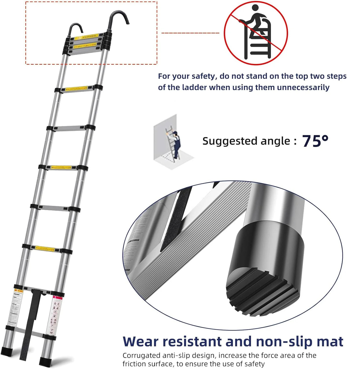 10.5ft Aluminum Telescoping Ladder with Hook T42090