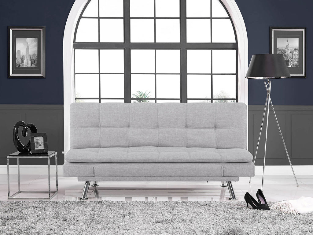 Light Gray Upholstery Futon with Adjustable Arms V836