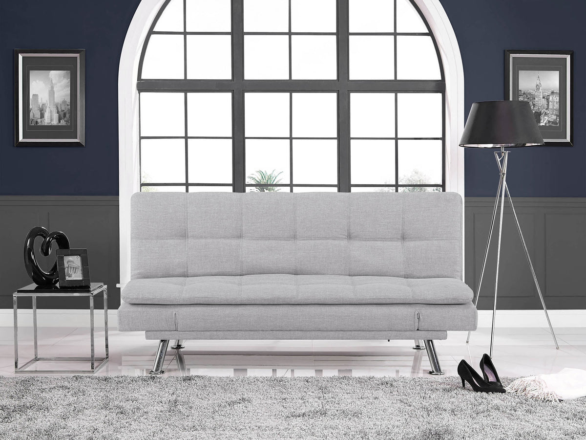 Light Gray Upholstery Futon with Adjustable Arms V836