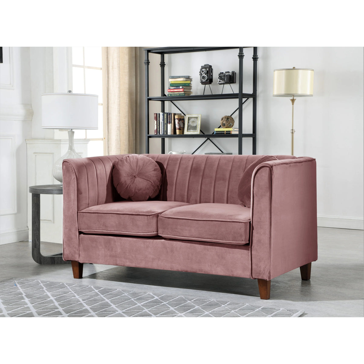 Green Velvet Chesterfield Loveseat N6641