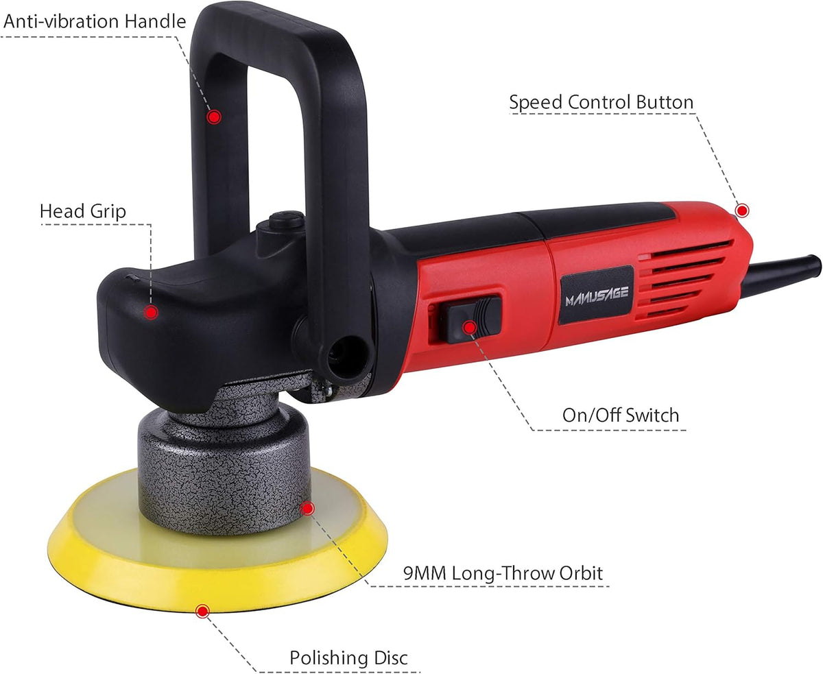 3-Inch Dual Action Car Polisher with 4 Foam and 1 Wool Pads W55069