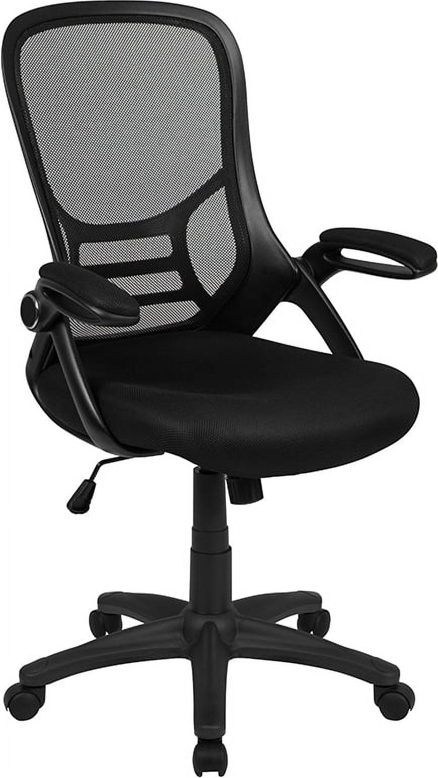 Black Mesh Ergonomic Swivel Office Chair with Flip-up Arms P9210