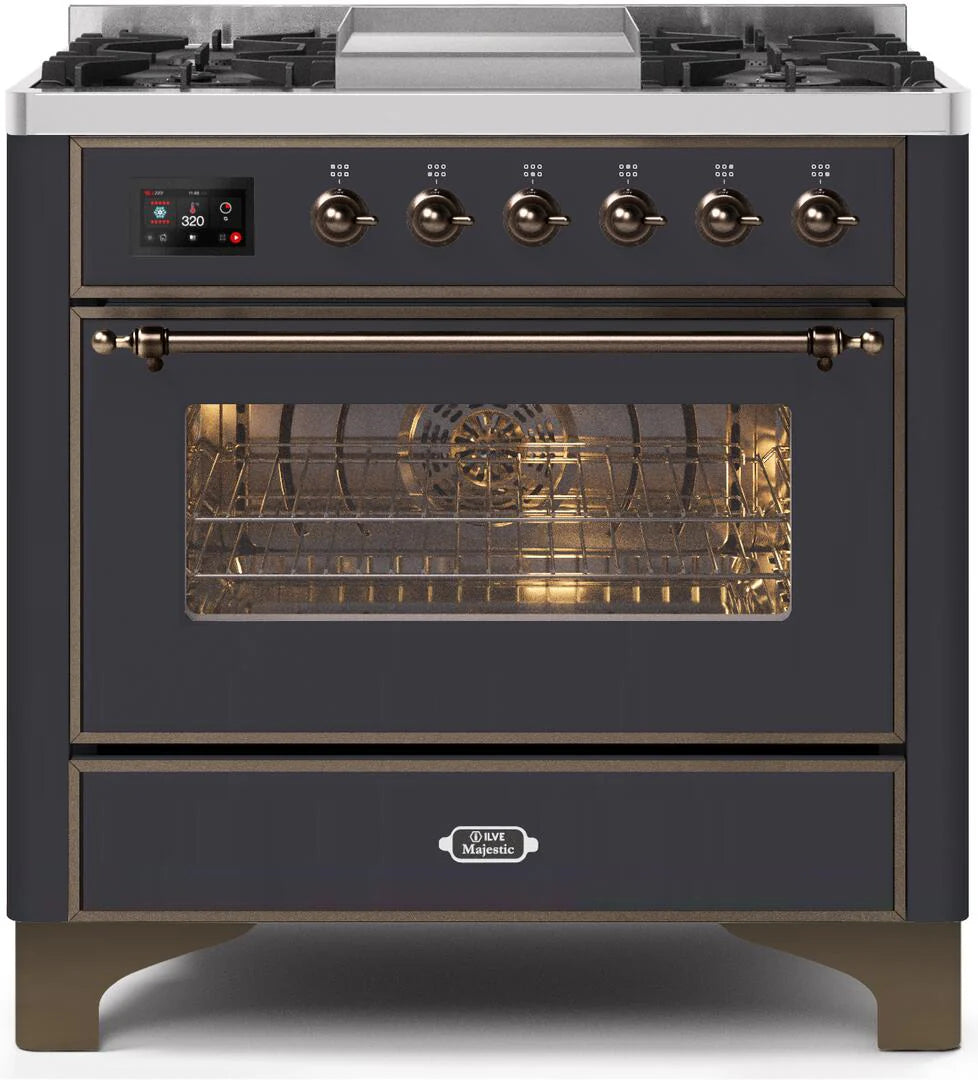 36 Dual Fuel Propane Gas Range Matte Graphite Bronze Trim L4766
