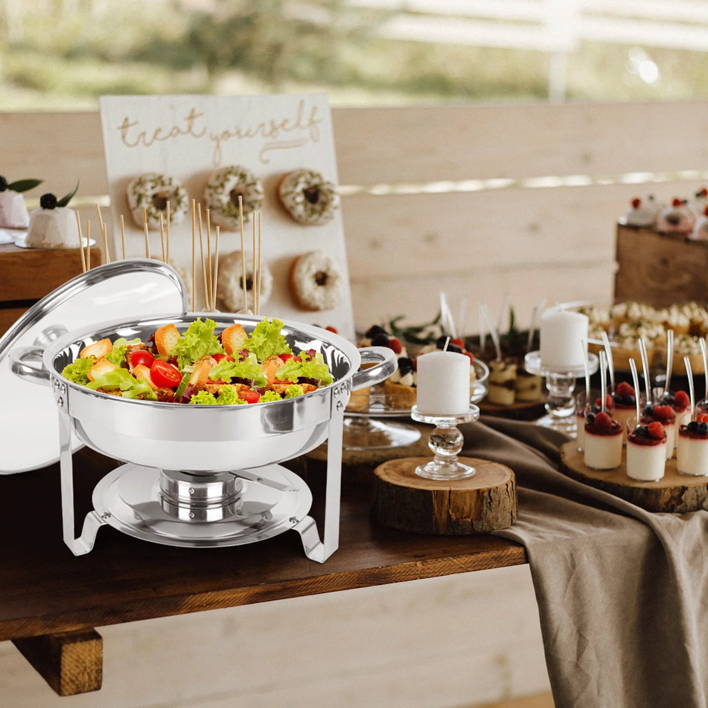 5Qt 4 Packs Stainless Steel Chafing Dish Set with Glass Lid E27190