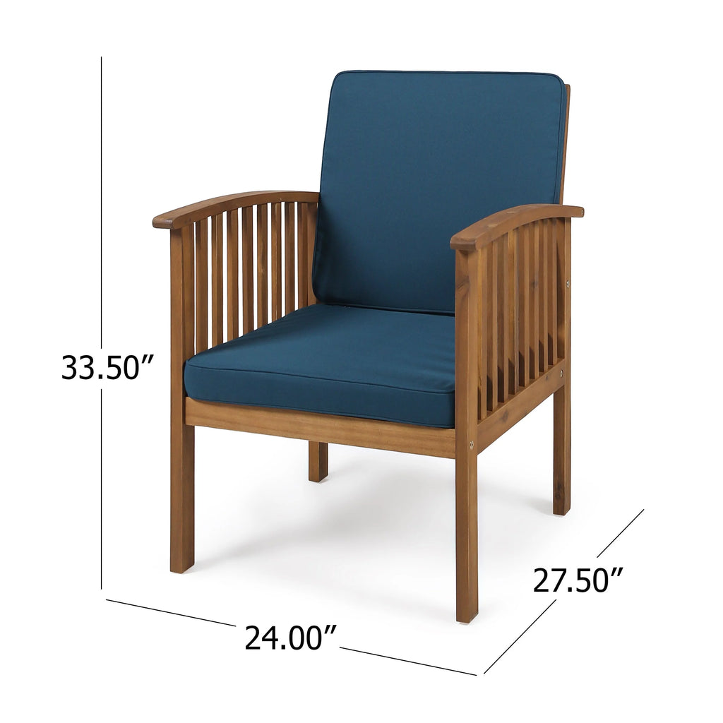 Brown Patina and Dark Teal Acacia Wood Club Chairs M999