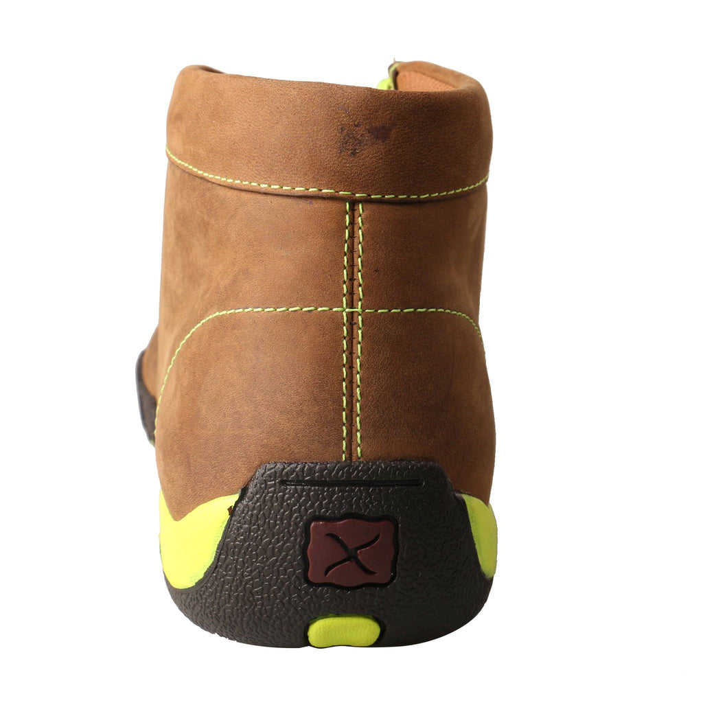 Distressed Saddle/Neon Yellow Leather Driving Moc U73445