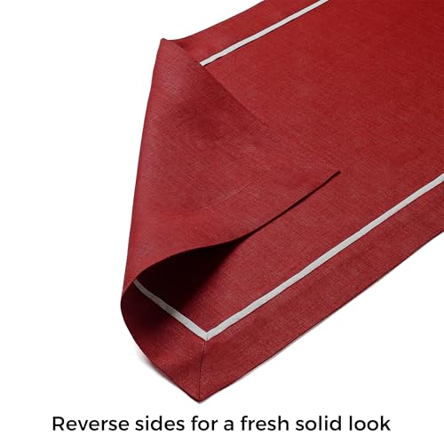Red 14 x 120 Inch 100% Pure Linen Table Runner P42404