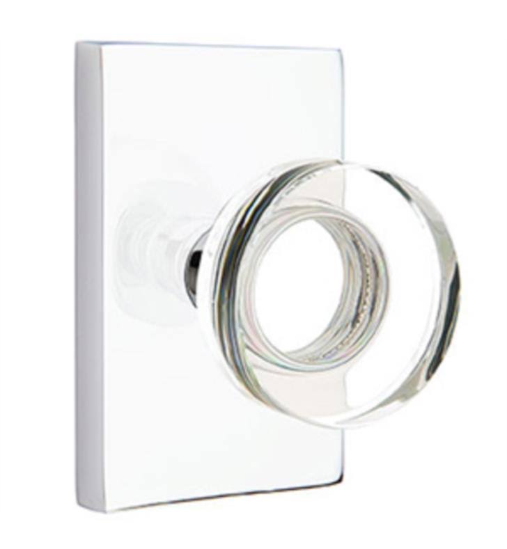 Modern Square Crystal Knob with Rectangular Rose, Satin Nickel F5833