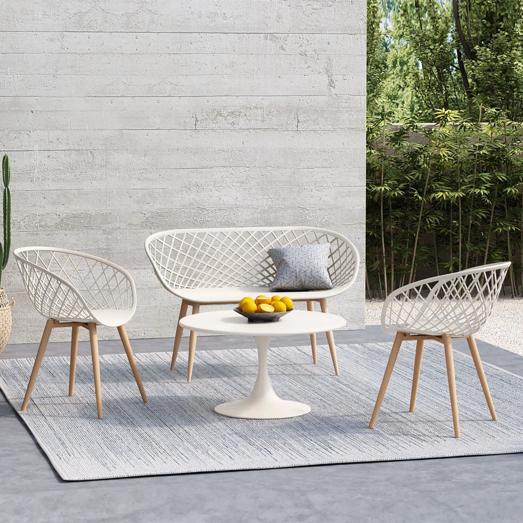 Kurv Bench White and Natural E1487