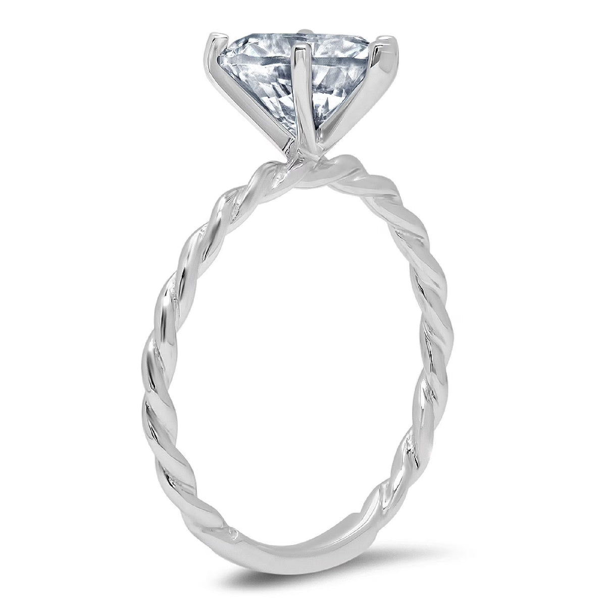 Emerald Cut Blue Aquamarine 18k White Gold 3 Stone Ring P54669