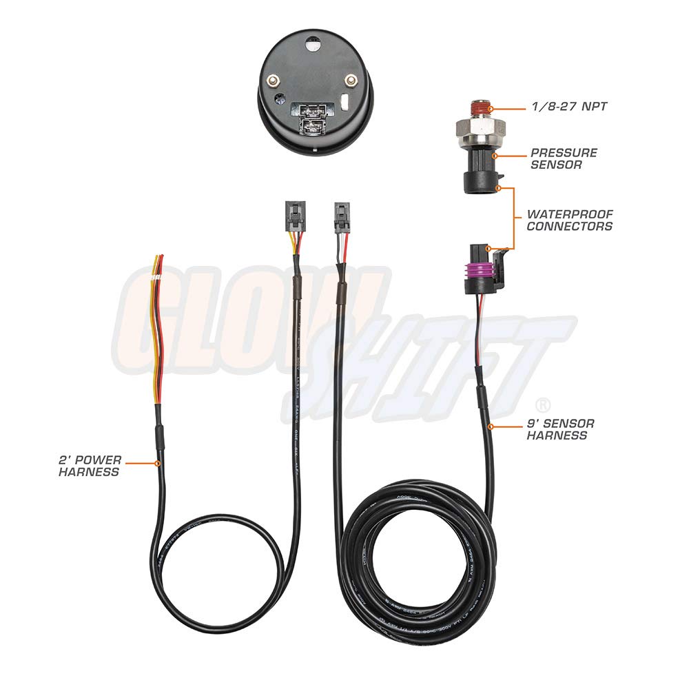 10 Color Digital 100 PSI Fuel Pressure Gauge Kit with Electronic Sensor A6142